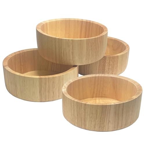 Woodard & Charles Rubberwood Ind Salad & Snack Bowls (6.5" x 2.5" Rubberwood Individual Bowls - Set of 4)