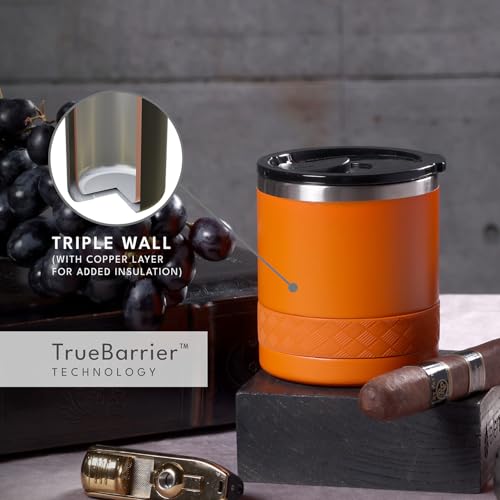 Recess Lowball 10oz Stainless Steel Tumbler Whiskey Glass w (10 Ounces / Orange)
