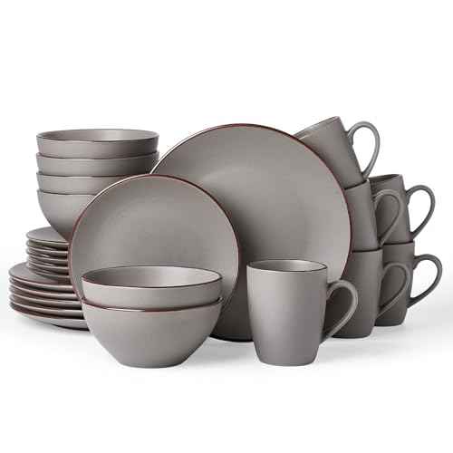 Venus Dinnerware Sets with Mugs (Dark Gray / Serves 6 (24pc w/ Mug))