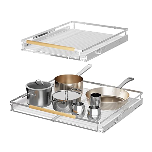 Pull Out Cabinet Organizer (L: 17.1~28" W x 22.5" D / Chrome-3pack)