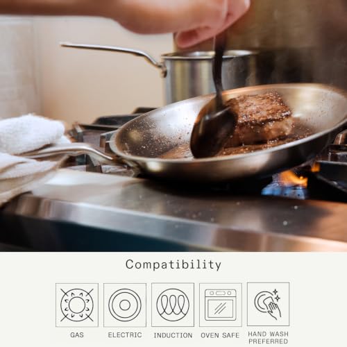 Cookware - 2-Piece Stainless Clad Frying Pan Set - 5-Ply Stainless Clad with Stay-Cool Handle - Professional Cookware - Crafted in Italy - Induction Compatible (2 Count)