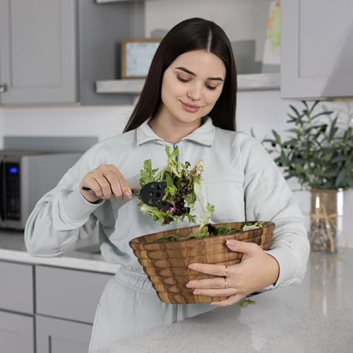 Acacia Wood Salad Bowl (12" Large Beehive Salad Bowl)