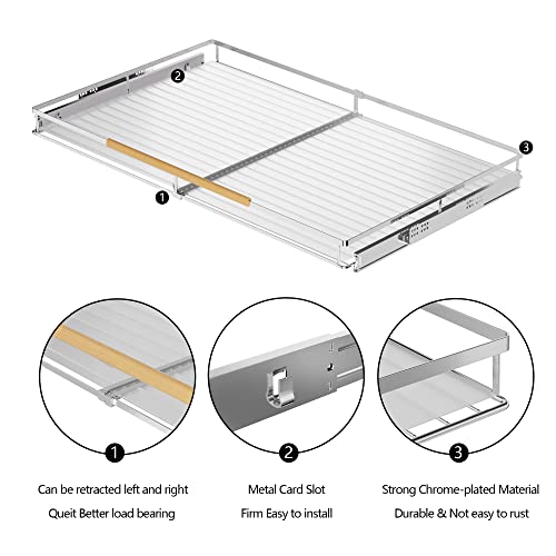 Pull Out Cabinet Organizer (XL 23.1~39.9" W x 22.5" D / Chrome-1pack)