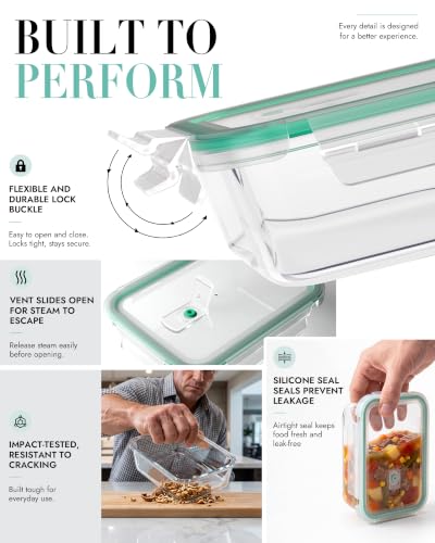 8 Pack Borosilicate Glass Food Storage Containers with Airtight Lids (Plastic Lids / 8 Pack A)