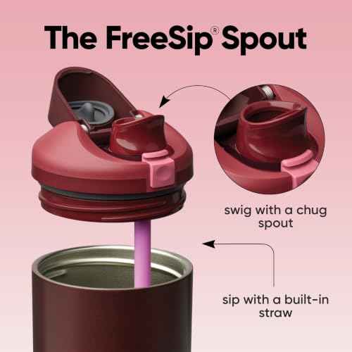 FreeSip Tumbler Stainless Steel Water Bottle 30 oz Black Cherry (Black Cherry / 30.1 Ounces)
