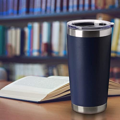 20oz Tumblers Stainless Steel Mugs with Lid Double Wall Vacuum Insulated Coffee Cups for Cold & Hot Drinks (Navy-A / 12 Count (Pack of 1))
