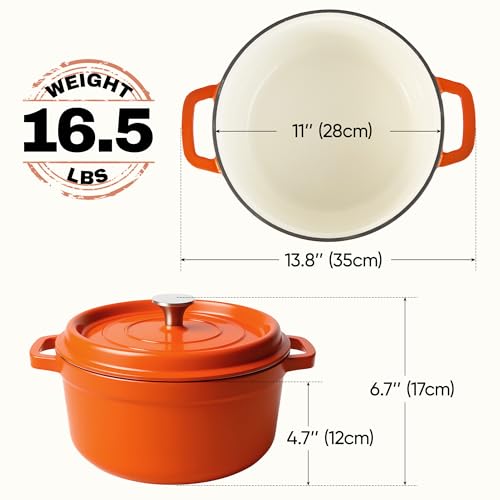 6.5 Quart Dutch Oven Pot with Lid (6.5 QT / Orange)