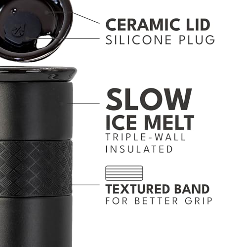 Artisan 16oz Inner Ceramic Coating Tumbler Triple Wall Coffee Mug (16 Ounces / Black (Ceramic Coating))
