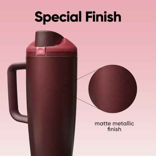 FreeSip Tumbler Stainless Steel Water Bottle 30 oz Black Cherry (Black Cherry / 30.1 Ounces)