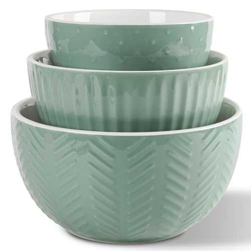 Ceramic Nesting Mixing Bowls (avocado green)
