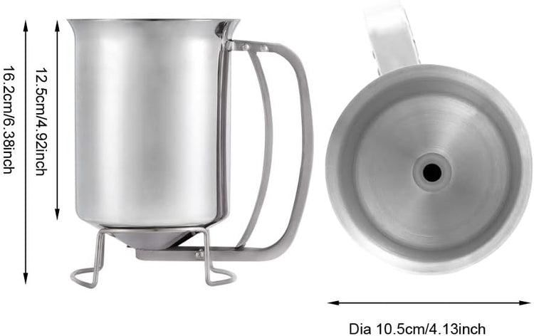 800ml Stainless Steel Pancake Batter Dispenser - Great for Baking,Cupcakes,Muffins-Cooking Crepes,Waffles- Easyflow Spout -Measuring Gauge in Mls and cups