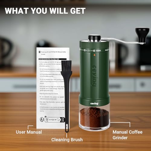 World's First 60g Large Capacity Manual Coffee Grinder (MEGA Green / Ceramic Burr)