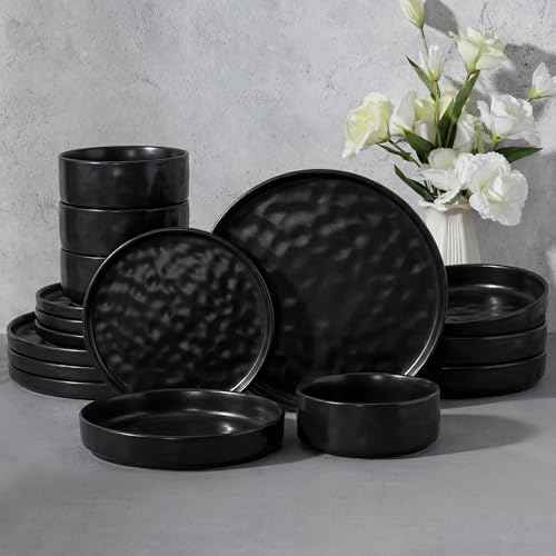 Black Plates and Bowls Sets (16 Count)