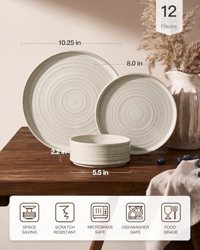 Stoneware Dinnerware Sets for 4 (12 Count)