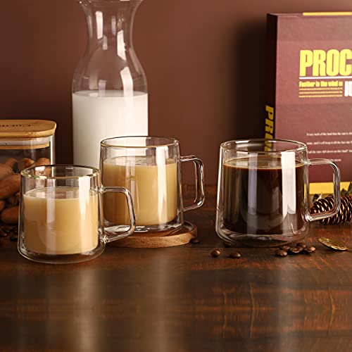 Double Walled Glass Coffee Mugs (15oz(1 pack))