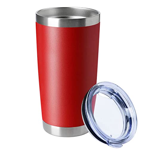 20oz Tumblers Stainless Steel Mugs with Lid Double Wall Vacuum Insulated Coffee Cups for Cold & Hot Drinks (Red-A / 1 Count (Pack of 1))