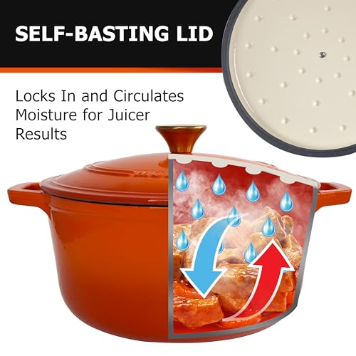 6 Quart Enameled Cast Iron Dutch Oven for Bread Baking
