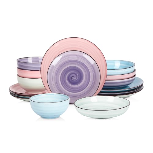 Ceramic 16 Pieces Dinnerware Set (Gradient Color / 16 Pieces)