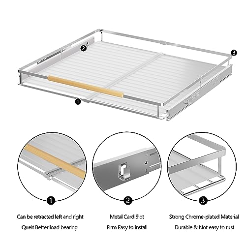 Pull Out Cabinet Organizer (L: 17.1~28" W x 22.5" D / Chrome-3pack)