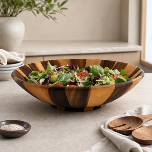 Extra Large Acacia Wood Salad Bowl (4.5" Tall x 16" Diameter)