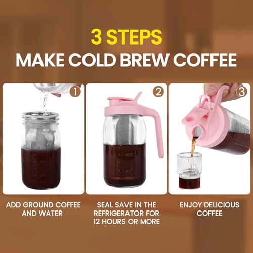 Cold Brew Coffee Maker (Pink / 32 Ounces)