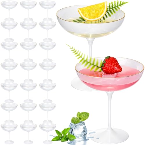 24 Pcs Plastic Coupe Glasses 9 oz Disposable Martini Glasses for Cocktails (24 Count)