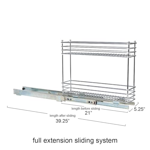 Chrome 2 Tier Sliding Cabinet Organizer (2-Tier / 5" - Extended)