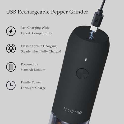 Electric Salt and Pepper Grinder Set (Black&White)
