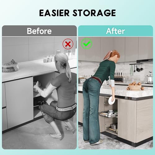 2Pack Expandable Pull Out Cabinet Organizer (X-Large, 23.2~39.99'' W x 22.5''D/Side-Mount / 2Pack)