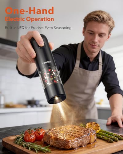 Electric Salt and Pepper Grinder Set with LED Lights (Black / Set)