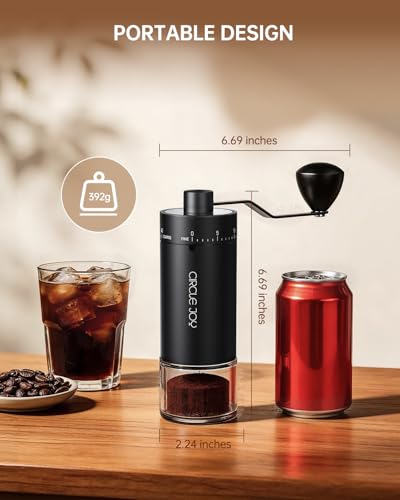Mini Manual Coffee Grinder with 40 External Adjustable Settings and Ceramic Conical Burr (Black)