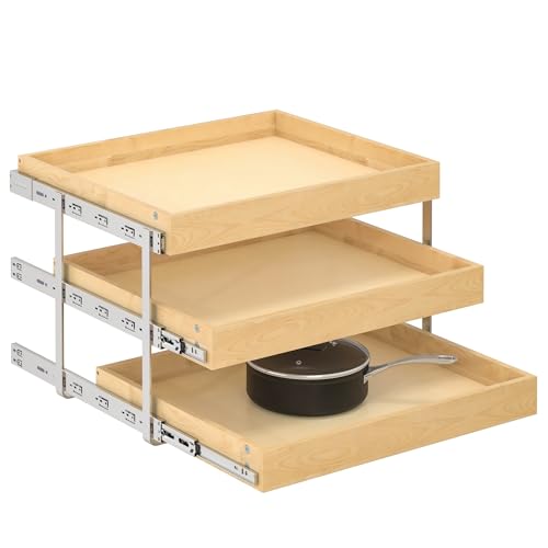 3 Tier Pull Out Cabinet Organizer with Soft Close (26''W x22''D / 3 Tiers)