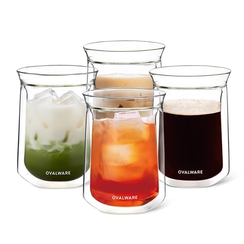 Double Wall Single Lip Insulated Glass Cup (12 Fluid Ounces (Set of 4))