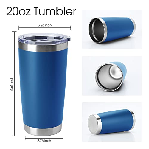 20oz Tumblers Stainless Steel Mugs with Lid Double Wall Vacuum Insulated Coffee Cups for Cold & Hot Drinks (Dark Blue-A / 1 Count (Pack of 1))