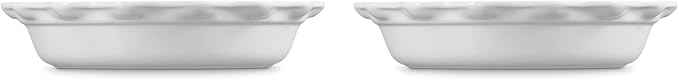 Le Creuset Stoneware Set of 2 Heritage Fluted Pie Dish, 9", White