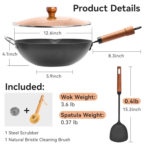 Flat Bottom Wok Pan (12.6 inch / 15.2inch)