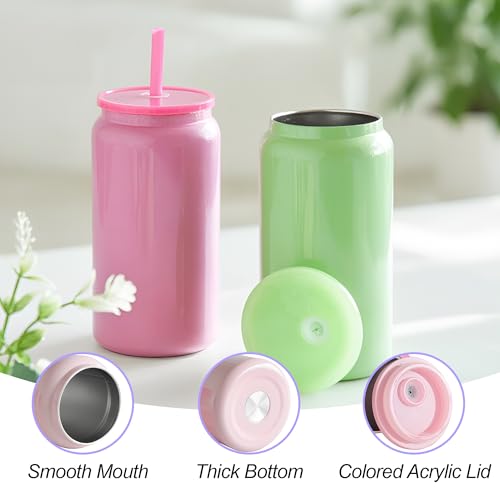 Stainless Steel Cups with Lids and Straws (Iridescent-Colored)