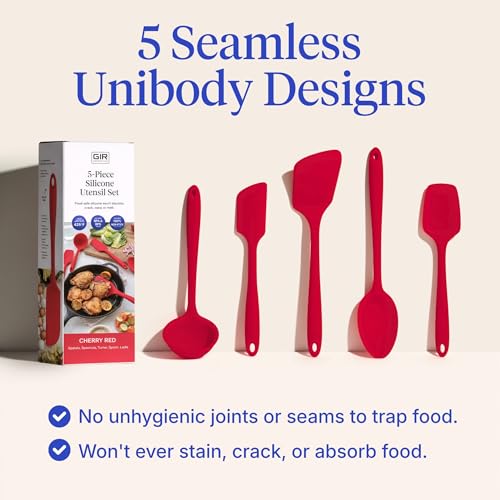 5 Piece Silicone Kitchen Utensils Set (Cherry Red / 5 - Piece Set)