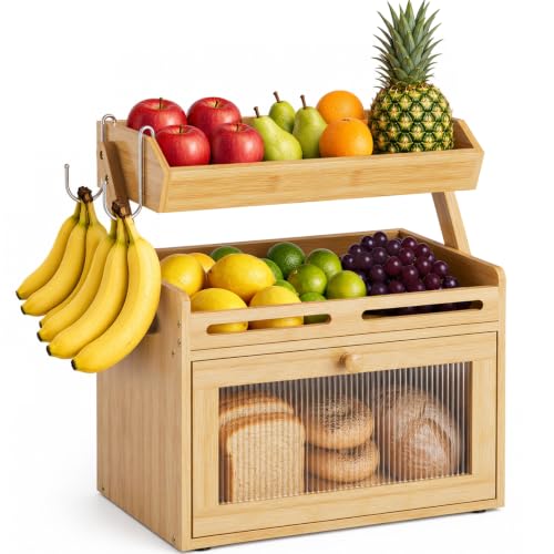 Bread Box for Kitchen Countertop (Bamboo)