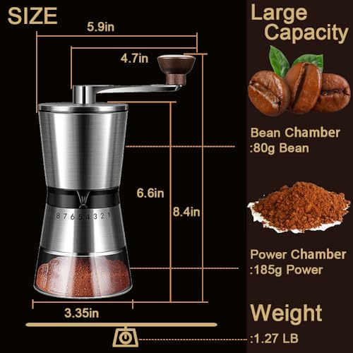 Precision Manual Coffee Grinder for Home Use (Big Black)