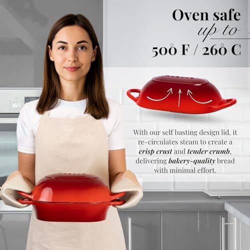 Dutch Oven For Sourdough Bread Baking (24cm x 16cm / Red)