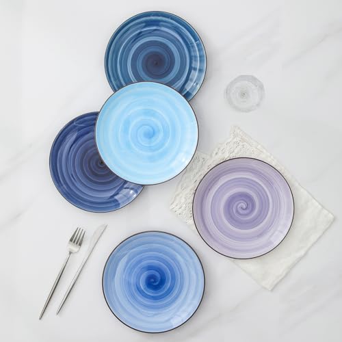 Ceramic Plates and Bowls Set (Gradient Blue / 24 Pieces)