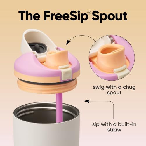 FreeSip Tumbler Insulated Stainless Steel Water Bottle with Built (Daybreak / 30 Ounces)