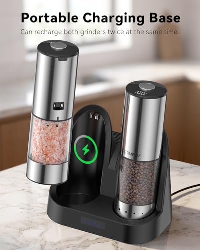 Rechargeable Electric Salt and Pepper Grinder Set (Stainless Steel Silver / Set)