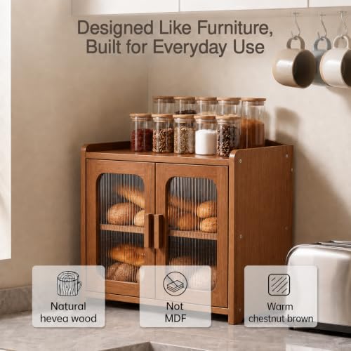 Solid Wood Bread Box (Walnut Brown)