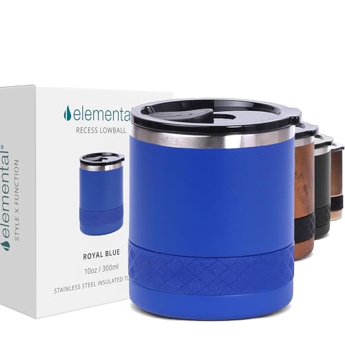 Recess Lowball 10oz Stainless Steel Tumbler Whiskey Glass w (10 Ounces / Royal Blue)