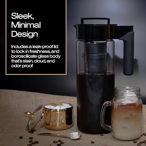 Glass Cold Brew Coffee Maker for Iced Coffee (2 Quart)