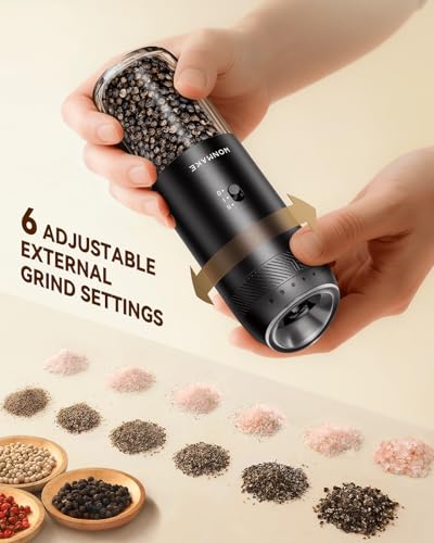 Gravity Electric Salt and Pepper Grinder Set with Charging Base (Updated-Black / Set)