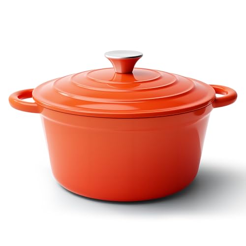 6 Quart Dutch Oven Pot with Lid (6 QT / Orange)