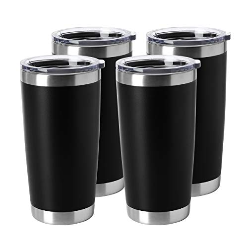 20oz Stainless Steel Tumblers Bulk (Black-A / 4 Count (Pack of 1))